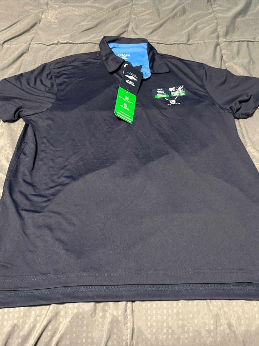 Chaps Golf Men's Short Sleeve UPF 30 Moisture Wicking Polo Shirt Size Large New